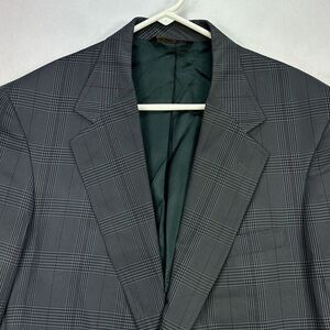 LL Bean Mens 40R Glen‎ Plaid Blazer Travel Sport Coat Green Blue Vintage USA